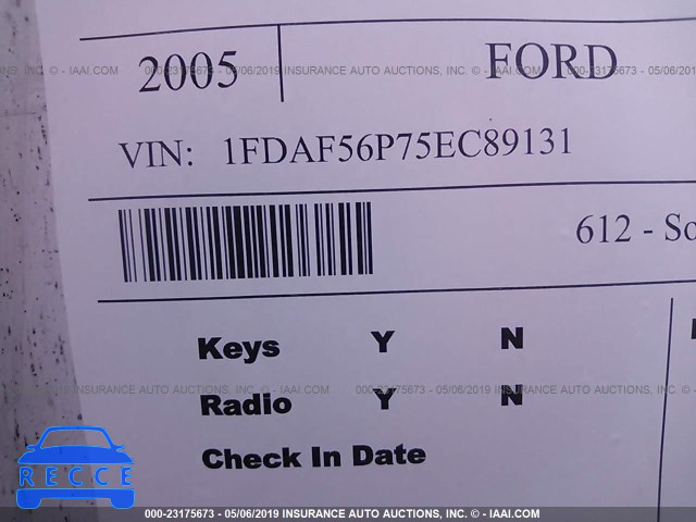 2005 FORD F550 SUPER DUTY 1FDAF56P75EC89131 зображення 5