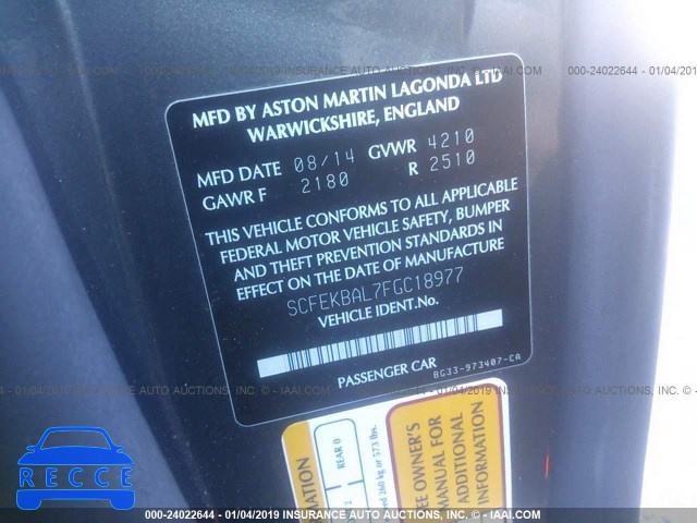 2015 ASTON MARTIN V8 VANTAGE/VANTAGE GT SCFEKBAL7FGC18977 image 8