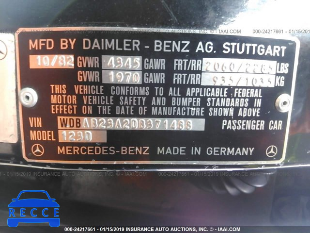 1983 MERCEDES-BENZ 240 D WDBAB23A2DB371488 image 8