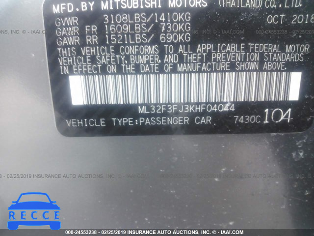 2019 MITSUBISHI MIRAGE G4 ES ML32F3FJ3KHF04044 Bild 7