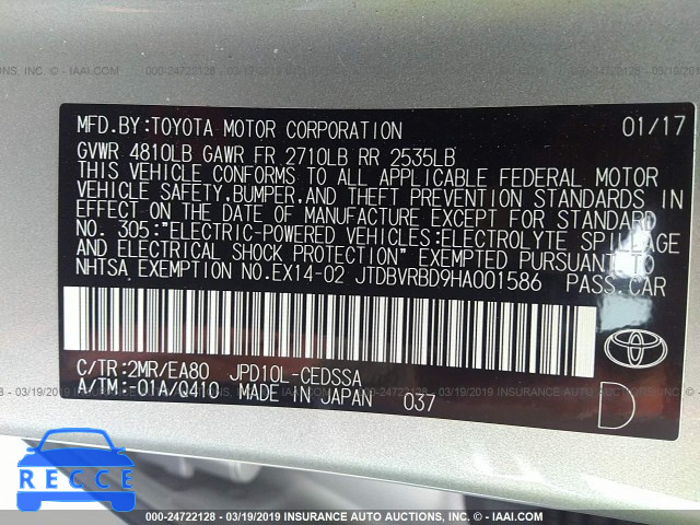 2017 TOYOTA MIRAI JTDBVRBD9HA001586 Bild 7