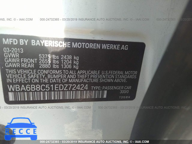 2014 BMW 640 XI/GRAN COUPE WBA6B8C51EDZ72424 зображення 8
