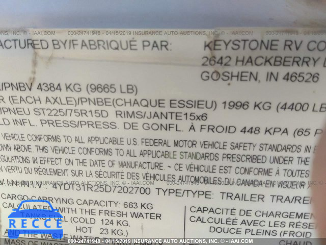 2013 KEYSTONE HIDEOUT 4YDT31R25D7202700 зображення 8