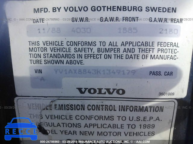 1989 VOLVO 244 DL/GL YV1AX8843K1349179 image 7