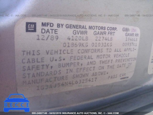 1990 OLDSMOBILE CUTLASS CIERA S 1G3AJ54N4L6325417 image 7