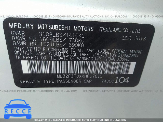 2019 MITSUBISHI MIRAGE G4 ES ML32F3FJXKHF07815 Bild 8