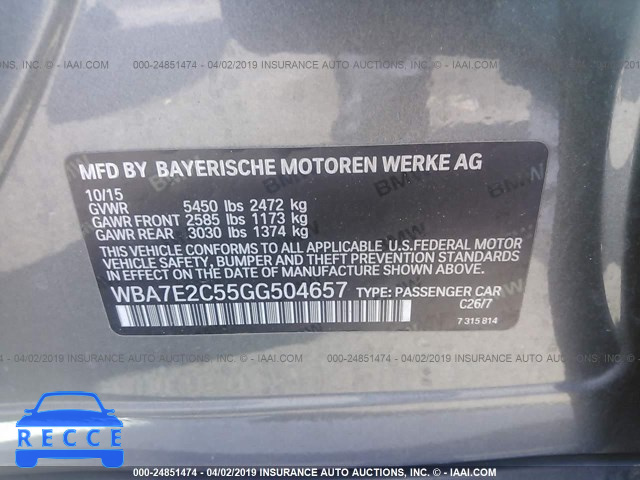 2016 BMW 740 I WBA7E2C55GG504657 image 8