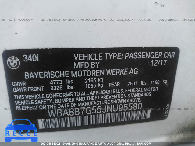 2018 BMW 340 XI WBA8B7G55JNU95580 image 7