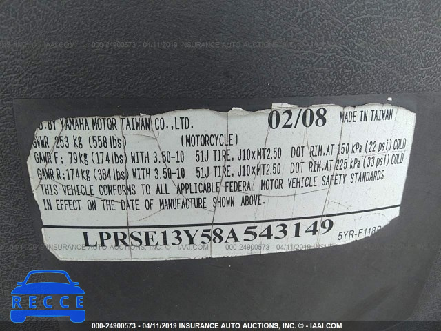 2008 YAMAHA YJ125 LPRSE13Y58A543149 image 9