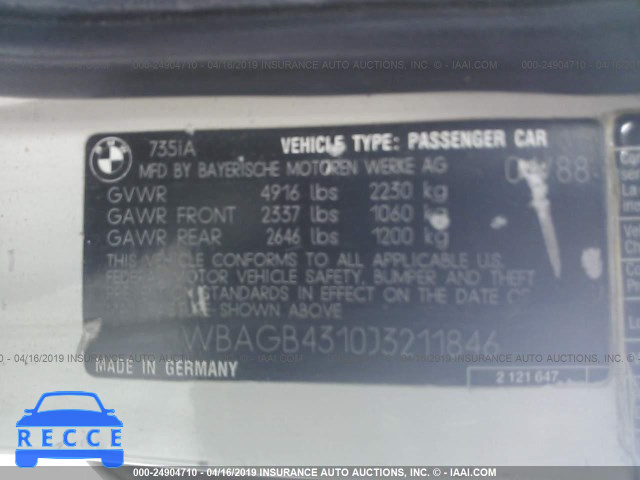 1988 BMW 735 I AUTOMATICATIC WBAGB4310J3211846 Bild 8