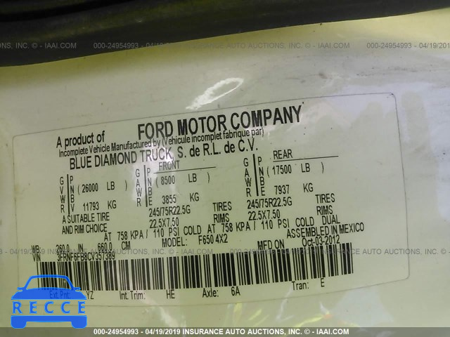 2012 FORD F650 SUPER DUTY 3FRNF6FB8CV357389 image 8