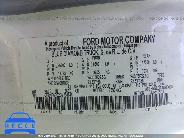 2013 FORD F650 SUPER DUTY 3FRNF6FB2DV794645 image 8