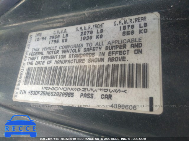 1995 SAAB 900 SE TURBO YS3DF35N6S2020985 image 8