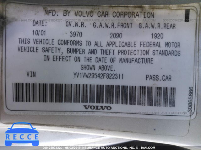 2002 VOLVO V40 1.9T YV1VW29542F822311 image 7