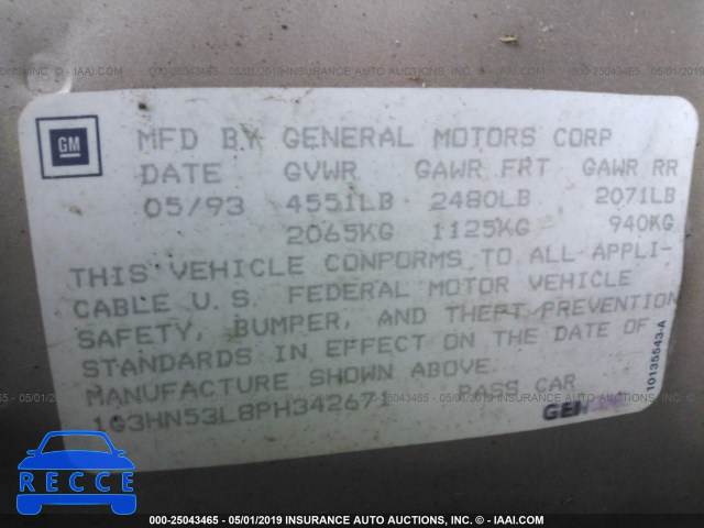1993 OLDSMOBILE 88 ROYALE 1G3HN53L8PH342671 image 8