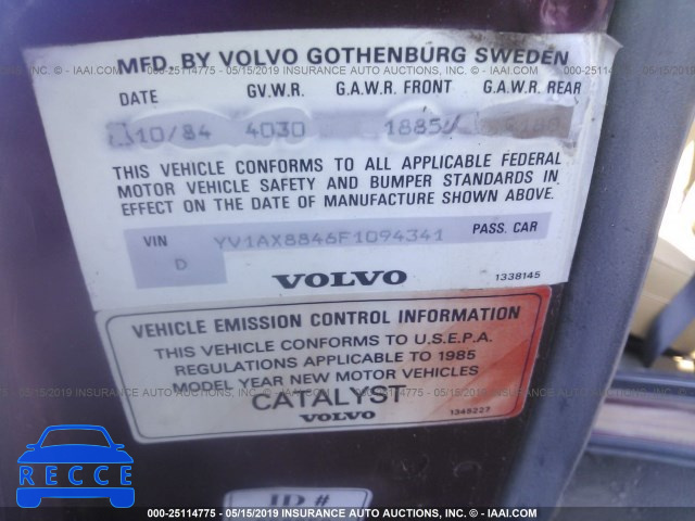 1985 VOLVO 244 DL/GL YV1AX8846F1094341 image 8
