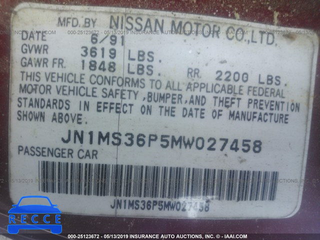 1991 NISSAN 240SX LE/SE JN1MS36P5MW027458 image 8