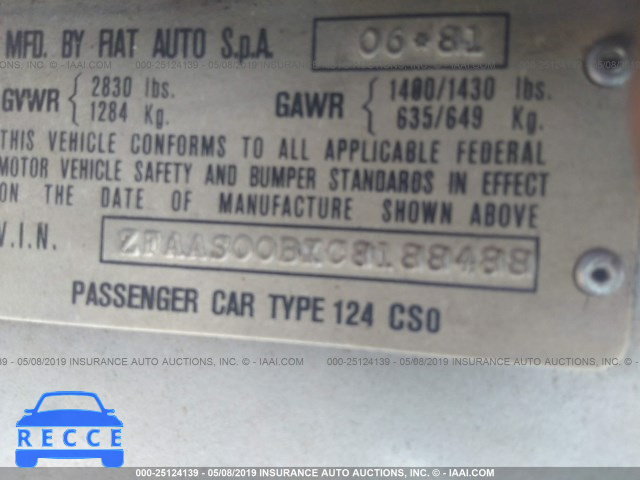 1982 FIAT 124 SPIDER ZFAAS00BXC8188488 зображення 5