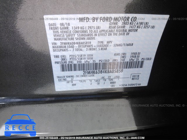 2019 FORD FLEX LIMITED 2FMHK6D84KBA05859 image 3