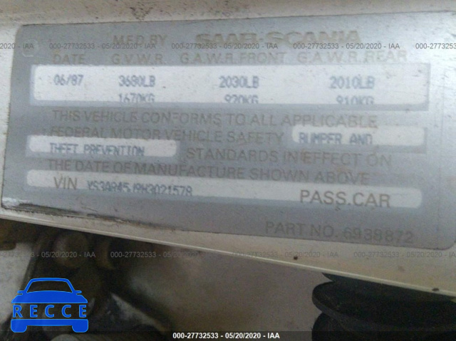 1987 SAAB 900 YS3AR45J9H3021578 image 8
