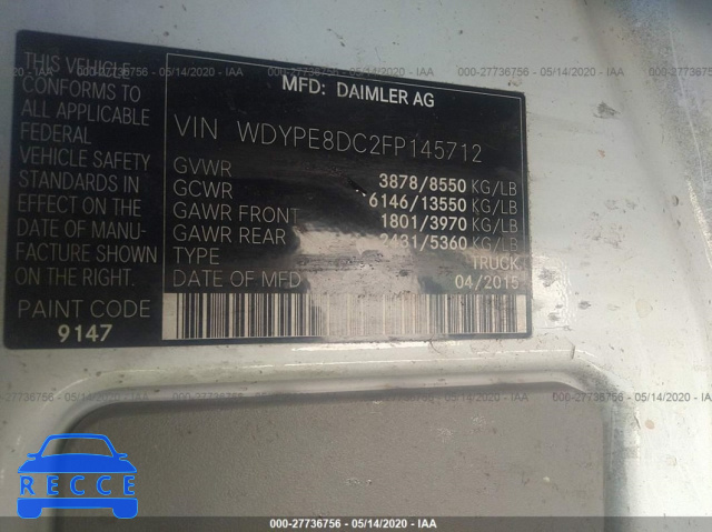 2015 FREIGHTLINER SPRINTER 2500 WDYPE8DC2FP145712 image 8