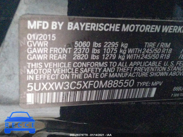 2015 BMW X4 XDRIVE28I 5UXXW3C5XF0M88550 image 8