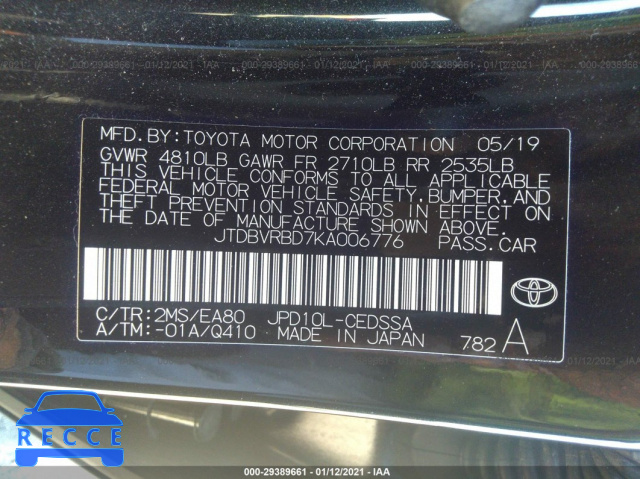 2019 TOYOTA MIRAI  JTDBVRBD7KA006776 image 8