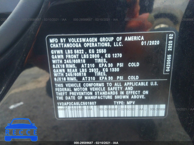 2020 VOLKSWAGEN ATLAS 2.0T S 1V2AP2CA5LC501807 image 8