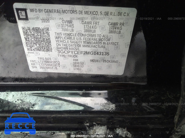 2021 CHEVROLET SILVERADO 1500 CUSTOM TRAIL BOSS 3GCPYCEF2MG143135 зображення 8