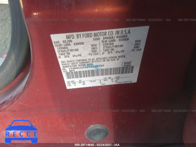 2000 FORD EXCURSION LIMITED 1FMNU43S0YEC69785 image 8