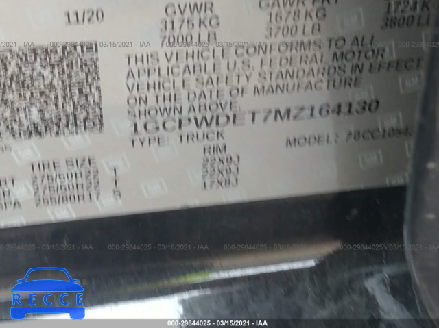 2021 CHEVROLET SILVERADO 1500 RST 1GCPWDET7MZ164130 image 8