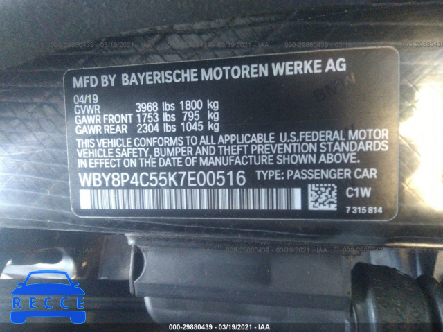 2019 BMW I3  WBY8P4C55K7E00516 image 8