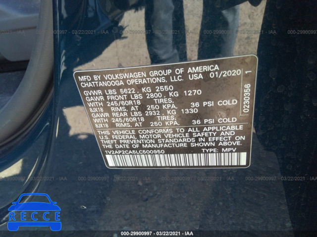 2020 VOLKSWAGEN ATLAS 2.0T S 1V2AP2CA5LC500950 image 8