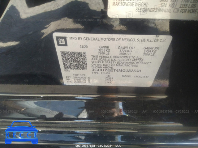2021 CHEVROLET SILVERADO 1500 RST 3GCUYEET4MG182538 image 8