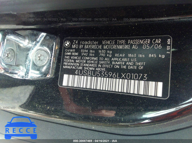 2006 BMW Z4 3.0SI 4USBU53596LX01073 зображення 8