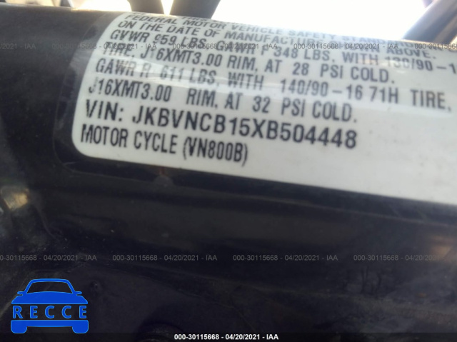 1999 KAWASAKI VN800 B JKBVNCB15XB504448 зображення 9