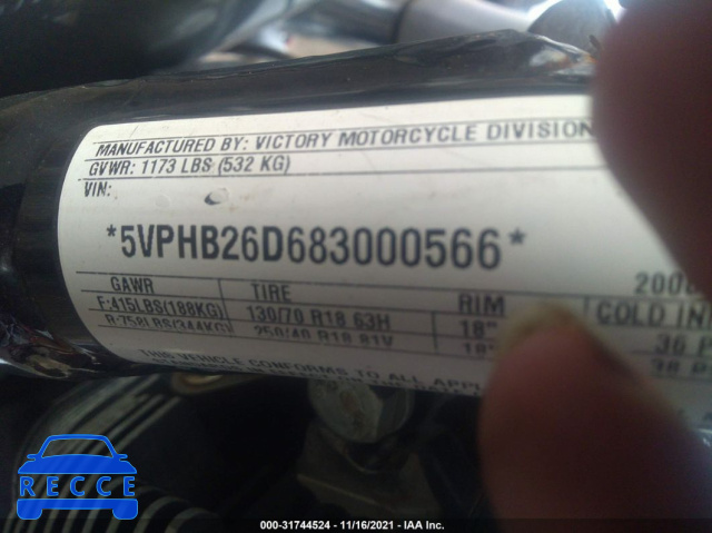 2008 VICTORY MOTORCYCLES HAMMER 5VPHB26D683000566 image 9