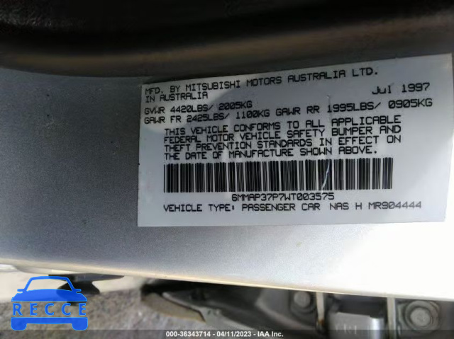 1998 MITSUBISHI DIAMANTE ES 6MMAP37P7WT003575 image 8
