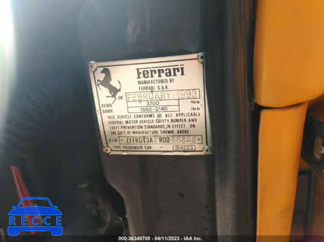 1994 FERRARI 348 SPIDER ZFFRG43A2R0096808 Bild 8