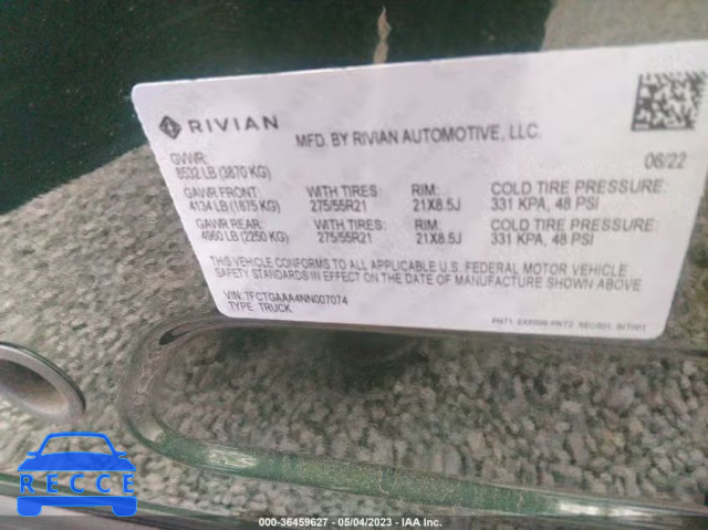 2022 RIVIAN R1T ADVENTURE PACKAGE 7FCTGAAA4NN007074 image 8