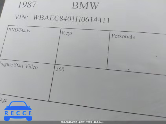 1987 BMW 635 CSI AUTOMATICATIC L6 WBAEC8401H0614411 image 8