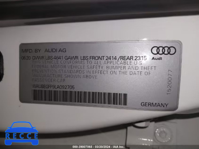 2020 AUDI A3 PREMIUM 45 TFSI S LINE QUATTRO S TRONIC WAUBEGFF9LA092705 Bild 16