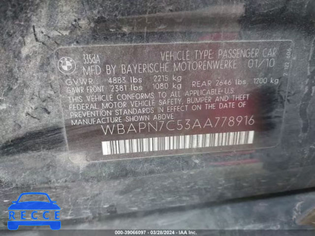 2010 BMW 335D WBAPN7C53AA778916 image 8