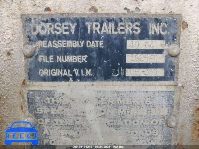 1984 DORSEY TRAILER 000000007H4105206 зображення 8