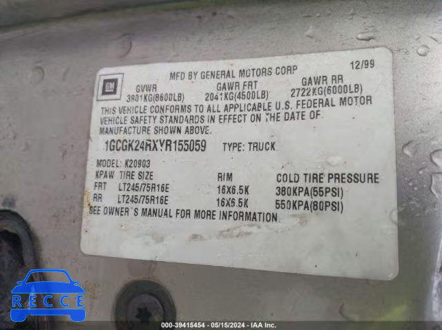 2000 CHEVROLET K2500 1GCGK24RXYR155059 image 8