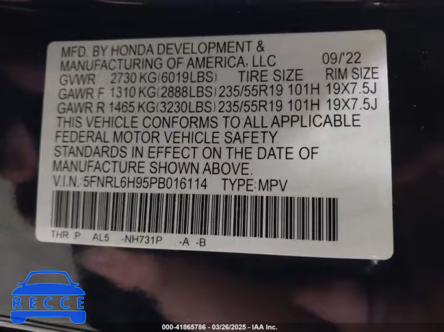 2023 HONDA ODYSSEY ELITE 5FNRL6H95PB016114 image 8