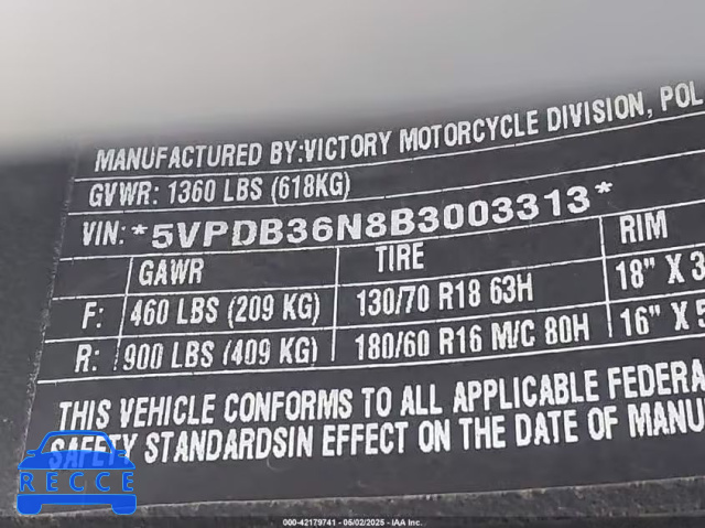 2011 VICTORY MOTORCYCLES CROSS COUNTRY STANDARD 5VPDB36N8B3003313 Bild 9