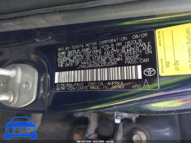 2010 SCION XD JTKKU4B42AJ052089 image 8