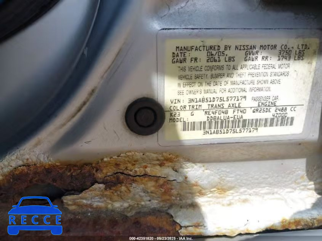 2005 NISSAN SENTRA SE-R 3N1AB51D75L577179 image 8