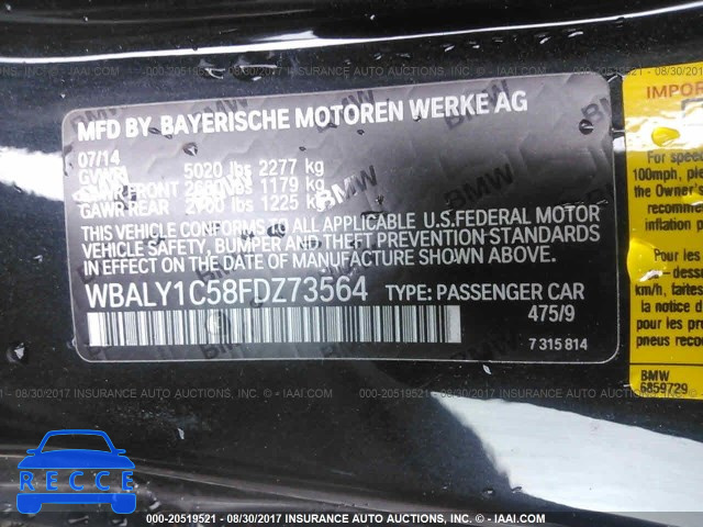 2015 BMW 640 XI WBALY1C58FDZ73564 зображення 8